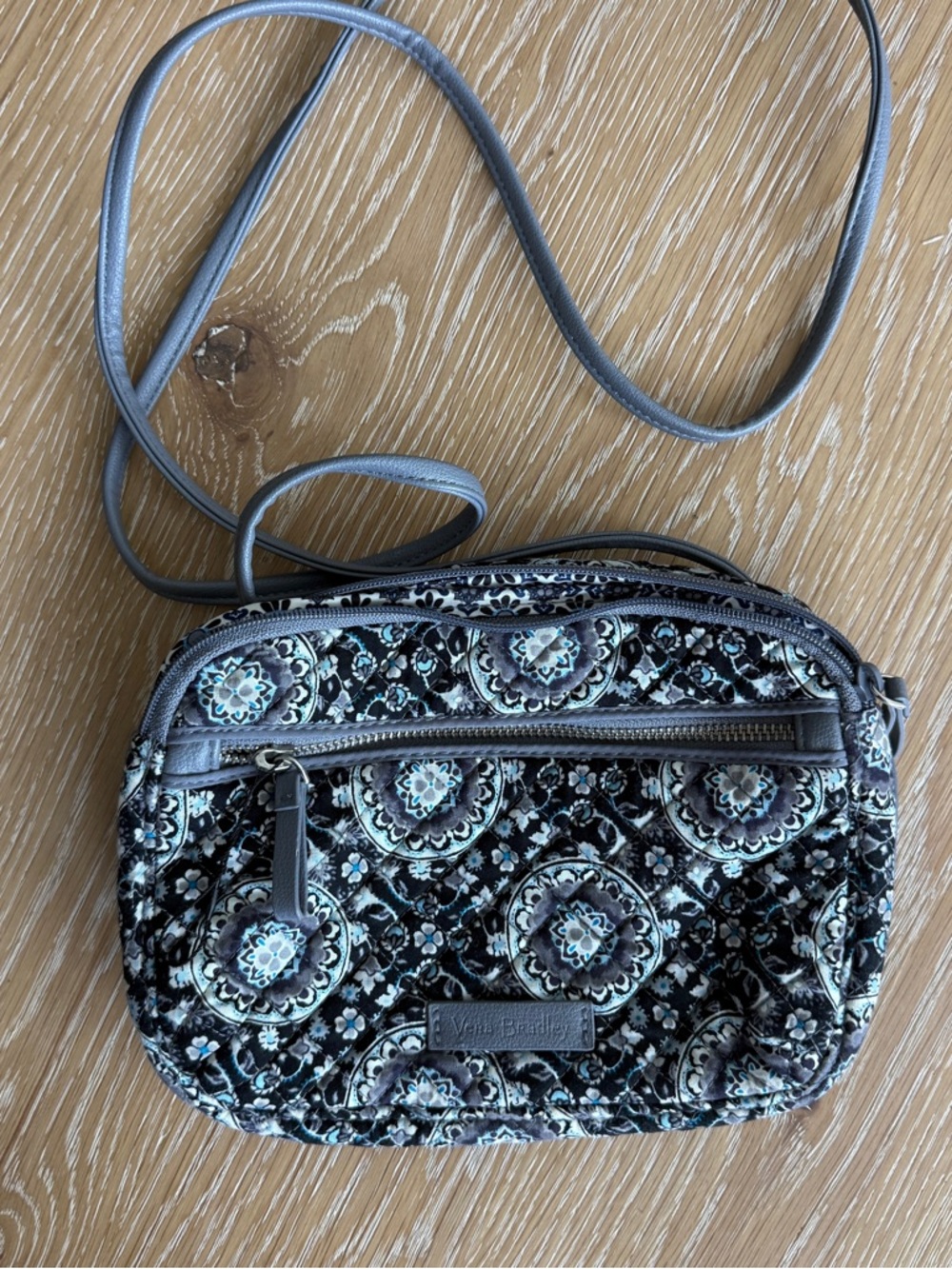Vera Bradley Black and Teal Medallion Quilted Crossbody